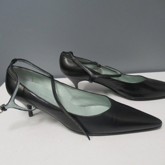 Sigerson Morrison Point Toe Mid Heel Women Shoes Size 8.5 Made in Italy Black - Picture 5 of 11